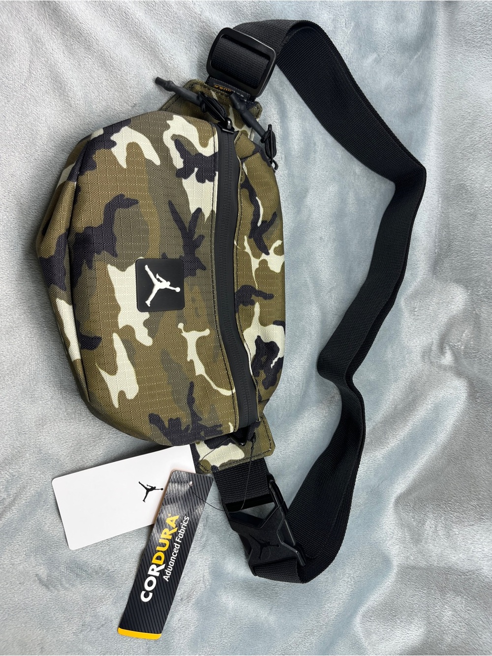 Jordan Olive Camo Belt Bag with Black Strap